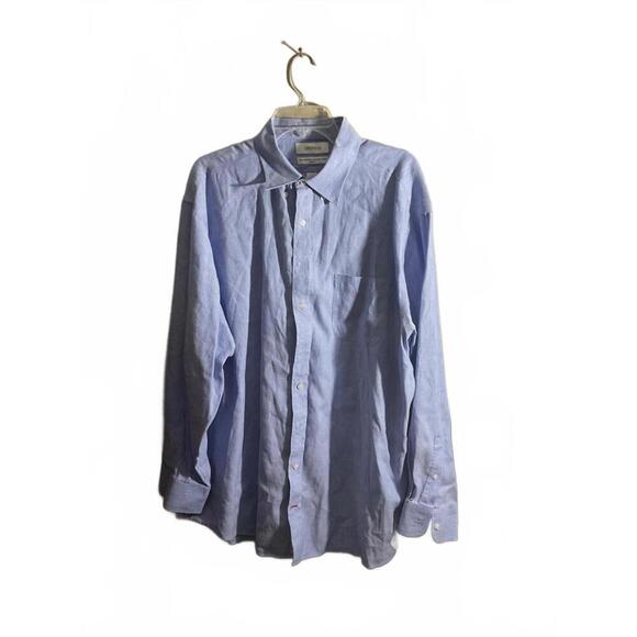 Other - Cremieux Linen Blend Classic Light Blue Button-Up Shirt 18/35